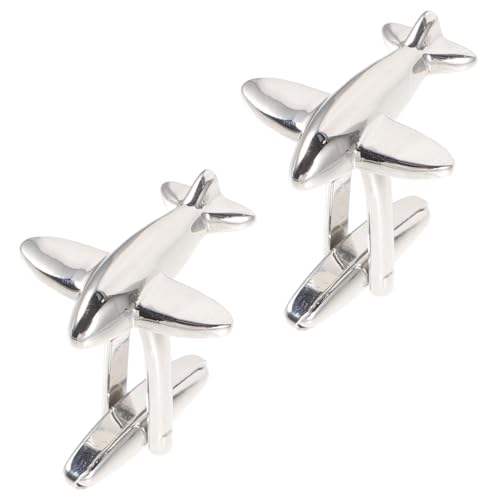 ARTIBETTER 1 Paar Herren Manschettenknöpfe Flugzeug Design Reinem Cufflinks für Anzüge Perfektes für Weihnachten Geburtstage und Besondere Anlässe Silberfarben von Artibetter