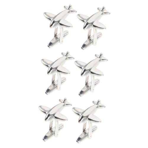 ARTIBETTER 3 Paare Herren Manschettenknöpfe Flugzeugform Hochwertige Praktische Cufflinks für Anzug und Hemd für Hochzeiten Feiern und Geschäftliche Anlässe Glänzende Oberfläche von Artibetter