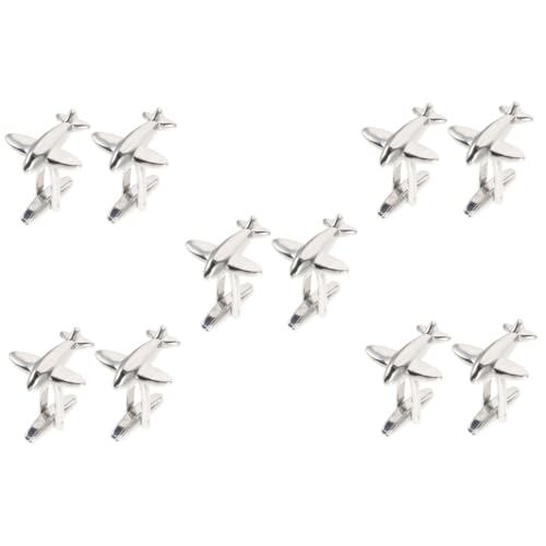 ARTIBETTER 5 Paare Herren Manschettenknöpfe Flugzeugdesign Cufflinks Hochwertigem für Anzüge und Vielseitig Einsetzbar für Besondere Anlässe und Feiern Silberfarbene Accessoires für von Artibetter