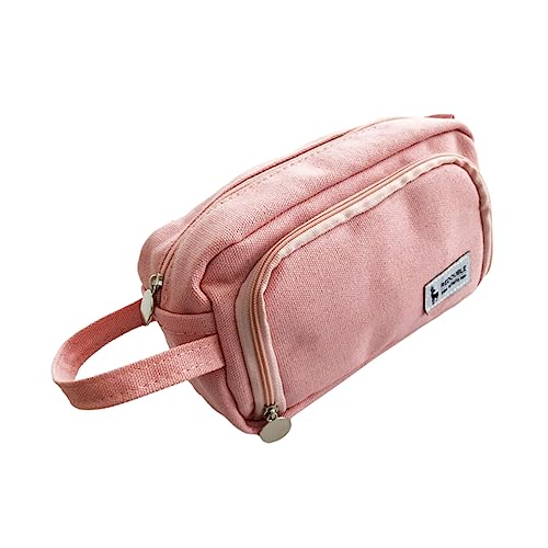 Artibetter 1 Stück Bleistiftbeutelbeutel Studenten-Stifttasche Federmäppchen mit großem Fassungsvermögen kleine Schreibwarentasche Bleistiftbeutel für Mädchen Segeltuch Rosa von Artibetter