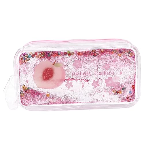 Artibetter 1 Stück Pattern PVC Pen Bag Transparent Quicksand Pencil Case Multifunktionale Kosmetiktasche Shiny Stiftetui Hochwertiges PVC Material für Schule und Reisen von Artibetter