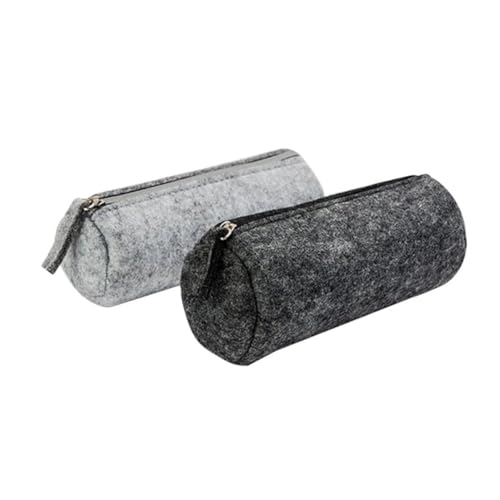 Artibetter 2 Stück Filz Federmäppchen Große Kapazität Stifttasche Leicht Portable Aufbewahrungstasche für Schule Reise Kosmetiktasche in Dunkelgrau von Artibetter