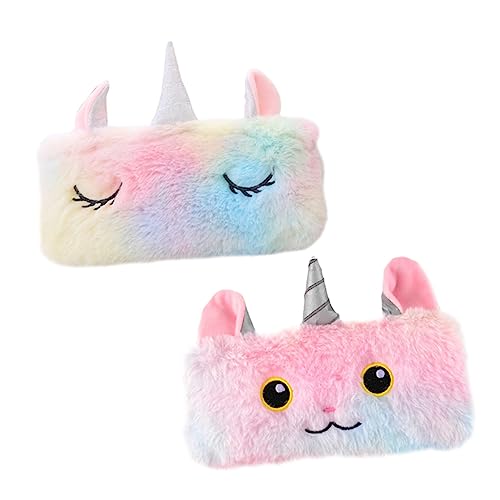 Artibetter Plüsch Stiftetasche 2 Stück Große Kapazität Cartoon Design Reißverschluss Bleistiftbeutel für Schule und Studenten von Artibetter