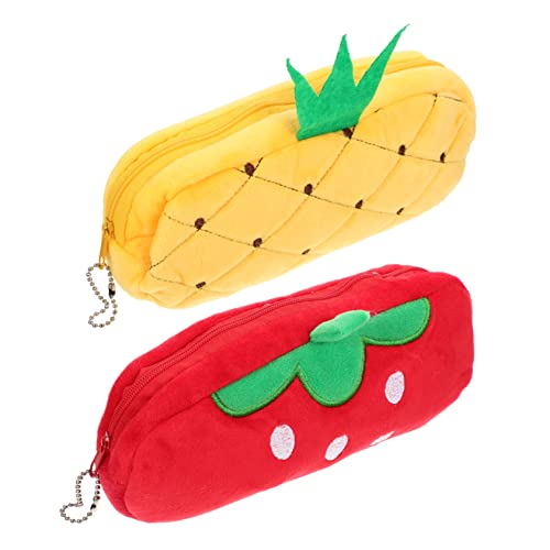Artibetter 2stücke Kawaii Zippered Federmäppchen Plüsch Niedliche Cartoon-stifte-Organizer Für Schule Und Zuhause Pineapple Strawberry von Artibetter