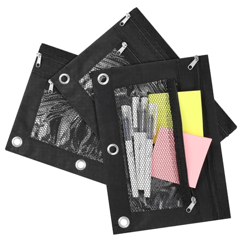 Artibetter 3 Stück Mäppchen Stifttaschen Bleistiftbeutel mit Reißverschluss kleine Netztaschen mit Reißverschluss Schreibwarentaschen Banktaschen Geldbeutel Oxford-Stoff Black von Artibetter