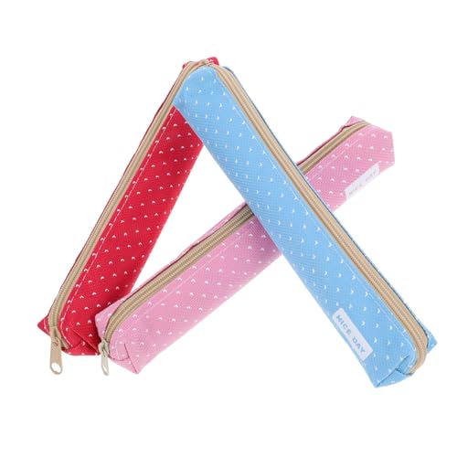 Artibetter 3 Stück Teiliges Federmäppchen aus Robustem Canvas in Leuchtenden Candy Farben Kleine Tragbare Stifttasche für Schule Makeup Schlüssel und Alltagskleinteile Vielseitiger Organizer von Artibetter