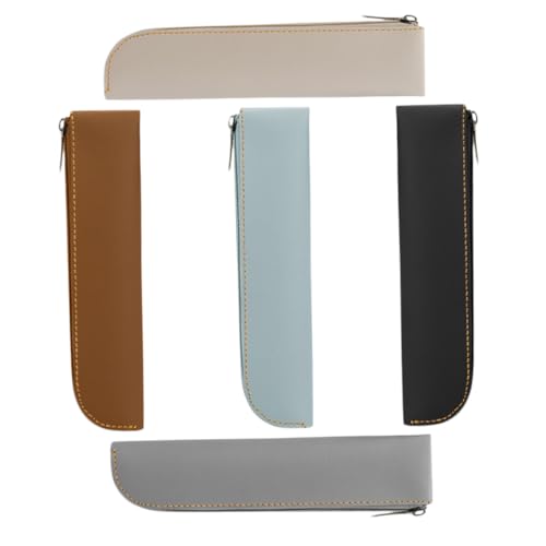 Artibetter 5 Stück Teiliges PU Leder Stifteetui Große Kapazität Reißverschluss Federmäppchen mit Breiter Öffnung und Elegant für Schule Büro und Teenager Mädchen Schreibwaren Organizer von Artibetter