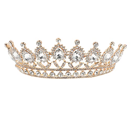 ARTIBETTER Goldenes Brautdiadem: Hochzeitskrone Aus Strasslegierung Quinceanera-Tiara Prinzessinnenkrone Haarschmuck Für Die Braut 18 3 X 16 9 X 6 9 Cm von Artibetter