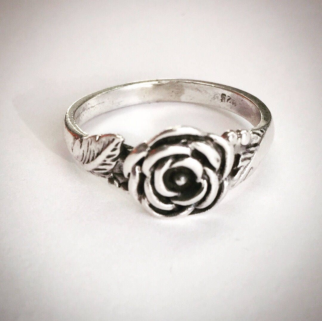Vintage Sterling Silber 3D Rose Ring Detailreichere Blumenschmuck von ArtiemsVintageFinds