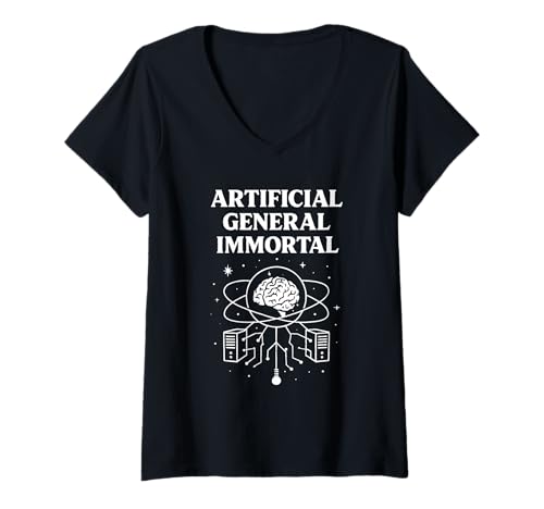 Damen Künstliche allgemeine unsterbliche AGI Bewusstsein Transzendenz T-Shirt mit V-Ausschnitt von Artificial General Immortal - AGI Consciousness