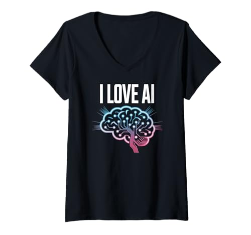 Damen Ich Liebe Innovation in neuronalen KI-Netzwerken T-Shirt mit V-Ausschnitt Damen Ich Liebe Innovation in neuronalen KI-Netzwerken T-Shirt mit V-Ausschnitt von Artificial Intelligence Enthusiasts Brain