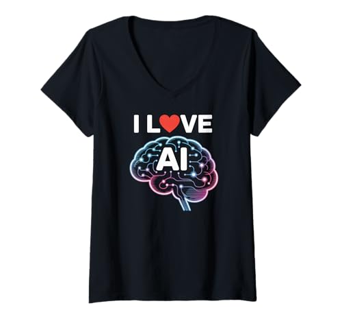 Damen Ich Liebe AI Neural Brain Tech Design T-Shirt mit V-Ausschnitt Damen Ich Liebe AI Neural Brain Tech Design T-Shirt mit V-Ausschnitt von Artificial Intelligence Enthusiasts Club