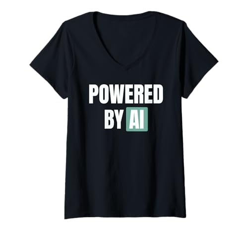 Damen Angetrieben von AI Tech Nerd Künstliche Intelligenz Lustig T-Shirt mit V-Ausschnitt Damen Angetrieben von AI Tech Nerd Künstliche Intelligenz Lustig T-Shirt mit V-Ausschnitt von Artificial Intelligence Futurist Designs