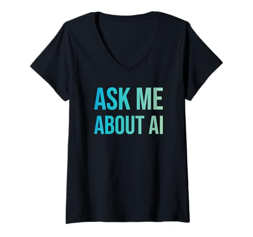 Damen Fragen Sie mich nach AI Tech Nerd Künstliche Intelligenz T-Shirt mit V-Ausschnitt von Artificial Intelligence Futurist Designs