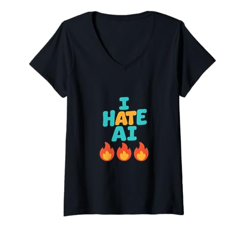 Damen Ich Hasse AI Slop T-Shirt mit V-Ausschnitt Damen Ich Hasse AI Slop T-Shirt mit V-Ausschnitt von Artificial Intelligent Generative AI Slop Humor