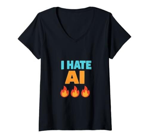 Damen Ich Hasse KI - Sarkasmus T-Shirt mit V-Ausschnitt Damen Ich Hasse KI - Sarkasmus T-Shirt mit V-Ausschnitt von Artificial Intelligent Generative AI Slop Humor