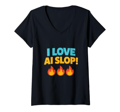 Damen Ich Liebe AI Slop T-Shirt mit V-Ausschnitt Damen Ich Liebe AI Slop T-Shirt mit V-Ausschnitt von Artificial Intelligent Generative AI Slop Humor