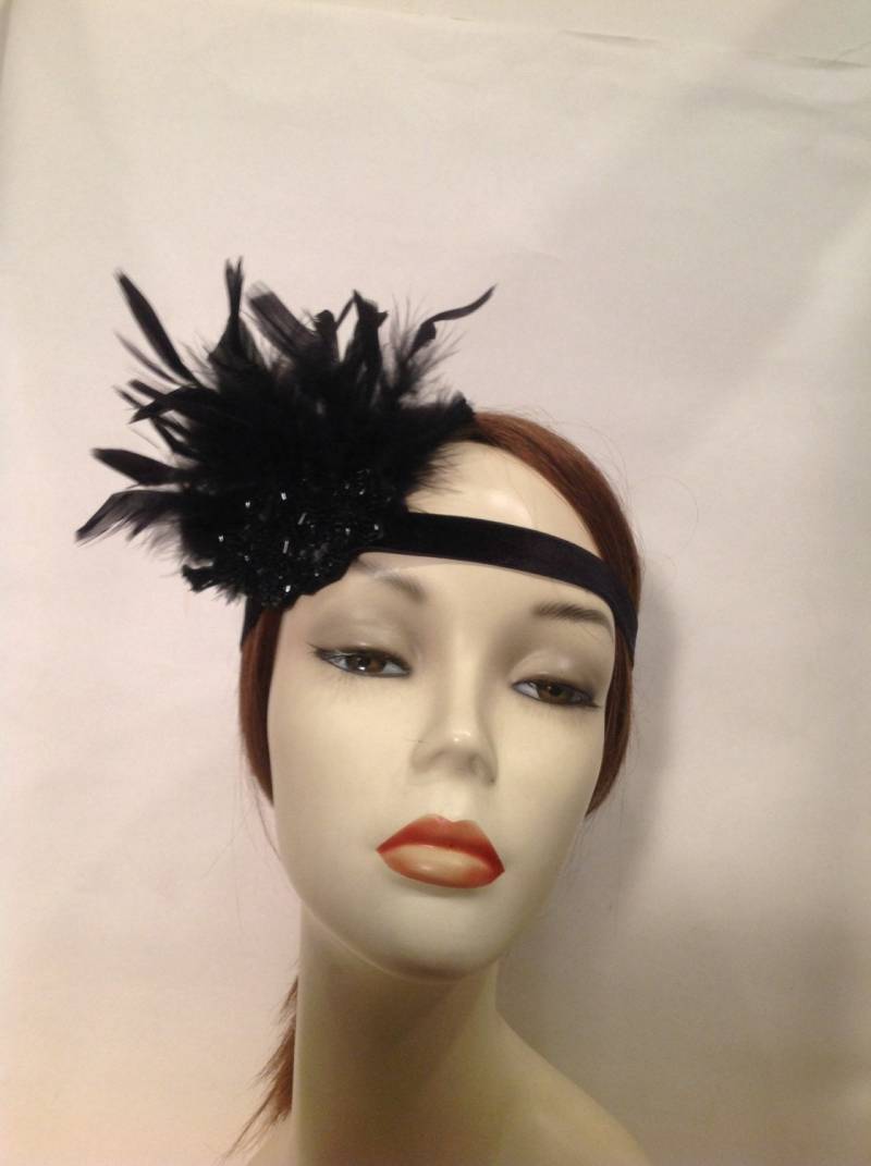 Feder-Fascinator-stirnband Mit Perlen Akzent.roaring 20's von Artikalnyc
