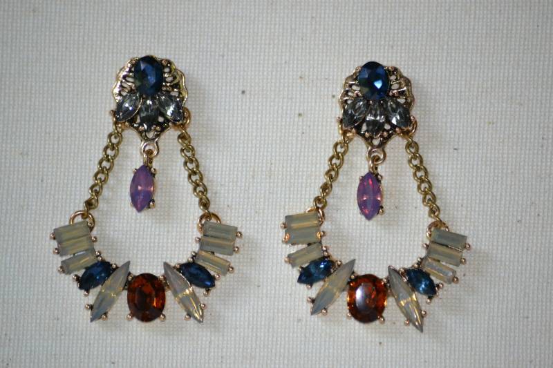 Aussage Strass Kronleuchter Kristall Baumeln Tropfen Ohrringe Elegante Nacht Partei Gold Blau von Artikmod