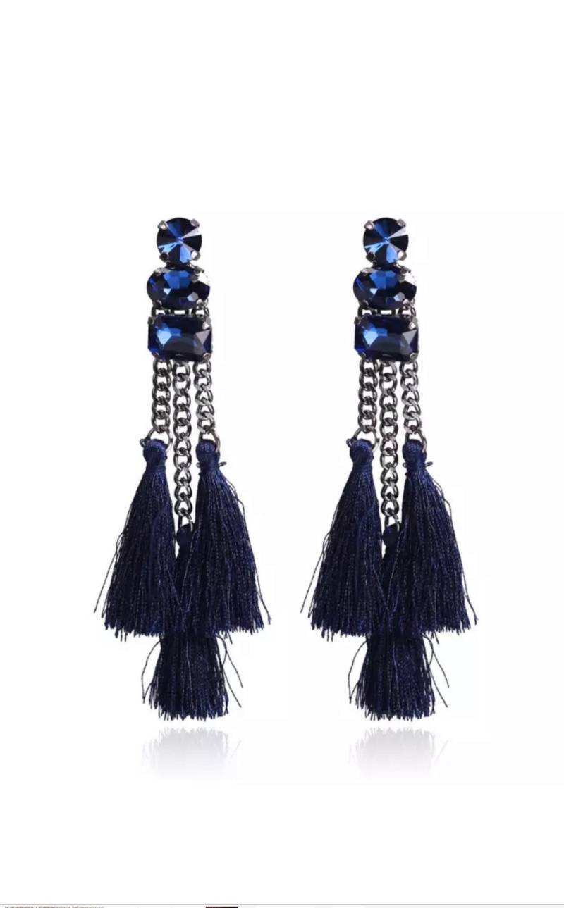 Statement Crystal Quaste Hochzeit Schmuck Ausgefallene Brautjungfer Strass Funkeln Ohrringe Marine Royal Blue Event Nacht Aus von Artikmod