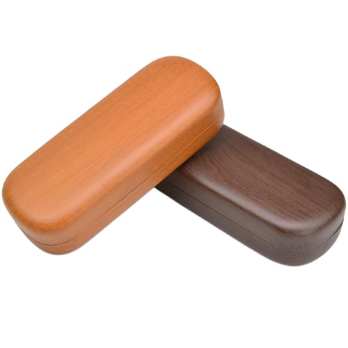 ArtinyDinne 2 Stücke Brillenetui,Brillenetui Hardcase Maserung PU Leder, Brillenhülle Hardcase Groß Herren Damen,Brillen Etui Hart Glasses Case,Sonnenbrillen Etui von ArtinyDinne