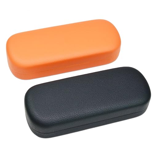 ArtinyDinne 2 Stücke Brillenetui Hardcase, Brillenetui PU Leder Schwarz und Rosa, Brillenhülle Hardcase Groß Damen Herren, Brillen Etui Hart Glasses Case,Sonnenbrillen Etui von ArtinyDinne