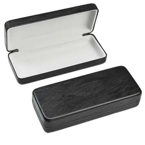 ArtinyDinne 2 Stücke Brillenetui Hardcase,Brillenetui Leder Schwarz, Brillenhülle Hardcase Groß Herren Damen,Brillen Etui Hart Glasses Case,Sonnenbrillen Etui von ArtinyDinne