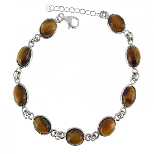 ARTIPOL Armband mit echter Tigerauge europeische Produktion franz.Stil - Schmuck silbern-rhodiniert - Ref B-94-02 - Verschiedene Steine vorhanden ARTIPOL Armband mit echter Tigerauge europeische Produktion franz.Stil - Schmuck silbern-rhodiniert - Ref B-94-02 - Verschiedene Steine vorhanden von Artipol