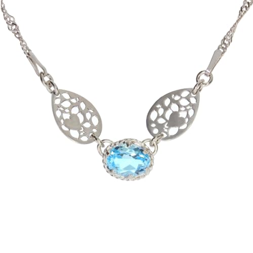 ARTIPOL Halskette mit echter blauem Topas europeische Produktion franz.Stil - Schmuck silbern-rhodiniert - Ref C-54-01 - Verschiedene Steine vorhanden ARTIPOL Halskette mit echter blauem Topas europeische Produktion franz.Stil - Schmuck silbern-rhodiniert - Ref C-54-01 - Verschiedene Steine vorhanden von Artipol