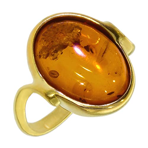 Artipol Ring mit echter vergoldetem Bernstein europeische Produktion franz.Stil - Schmuck silbern-rhodiniert - Ref 46-04 - größe 52 (16.6) von Artipol