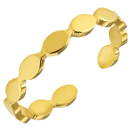 Artiqo Ring Damen Gold | Verstellbarer Strukturiert Stacking Ring aus Edelstahl Premium Gold | Wasserfest & Hautfreundlich - Modell Gini von Artiqo