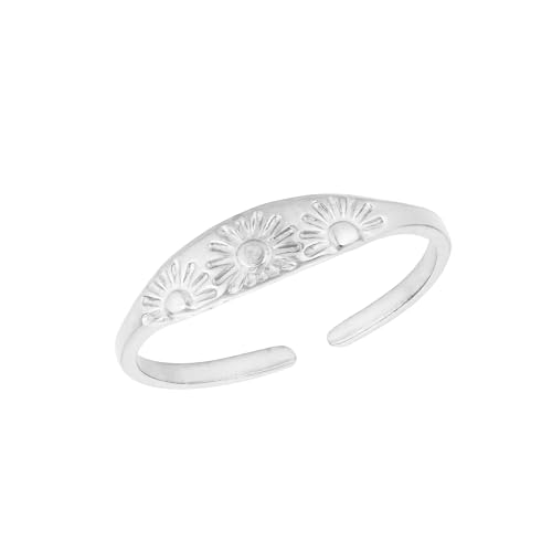 Artiqo Ring Damen Silber | Verstellbarer Siegelring mit Sonne aus Edelstahl | Wasserfest & Hautfreundlich - Modell Happy von Artiqo