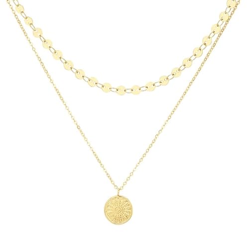 Artiqo Layering Kette Damen Edelstahl Gold | Mehrreihige Halskette mit Plättchen & Coin Anhänger | Wasserfest, Hautfreundlich & Größenverstellbar von Artiqo