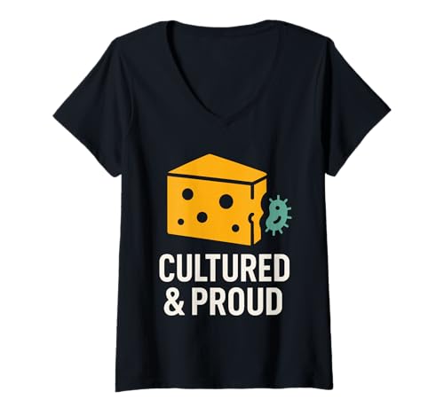 Damen Cheesemaker Pride Lustiges Feinschmecker-Geschenk kultivierter Gittergeist T-Shirt mit V-Ausschnitt Damen Cheesemaker Pride Lustiges Feinschmecker-Geschenk kultivierter Gittergeist T-Shirt mit V-Ausschnitt von Artisan Cheese Maker Gift Cultured Foodie Humor