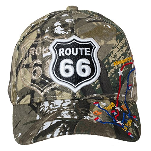Artisan Owl US Route 66 Trucker Hat – U.S. Highway 66 Main Street Mother Road – bestickte Rt 66 Cap (Camo), Blau, Schwarz, Einheitsgröße von Artisan Owl