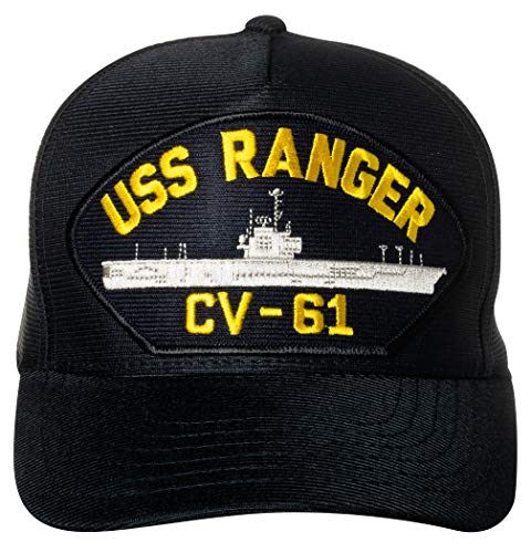 Artisan Owl USS Ranger CV-61 Supercarrier Emblem Patch Hat Navy Blue Baseball Cap von Artisan Owl