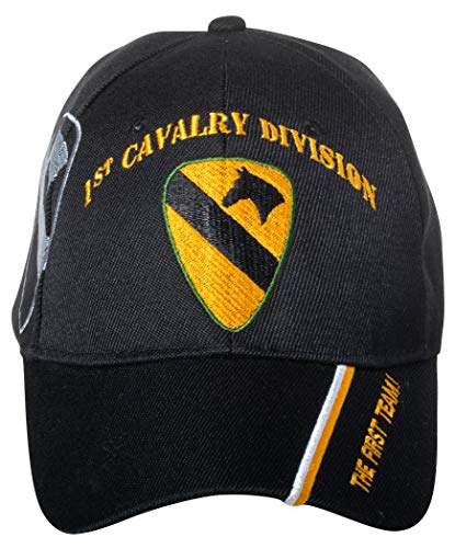 Artisan Owl United States Army 1st Cavallerry Division bestickte verstellbare Schwarze Baseballkappe, schwarz, Einheitsgröße von Artisan Owl