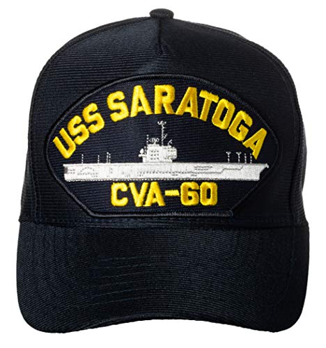 Artisan Owl United States Navy USS Saratoga CVA-60 Supercarrier Ship Emblem Patch Hat - Verstellbare Baseballkappe (Marineblau), Marineblau, Einheitsgröße von Artisan Owl