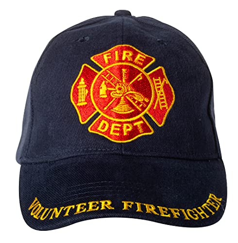 Artisan Owl Volunteer Firefighter Fire Dept Baseball Cap, Aufnäher mit marineblauer Flagge, Einheitsgröße von Artisan Owl