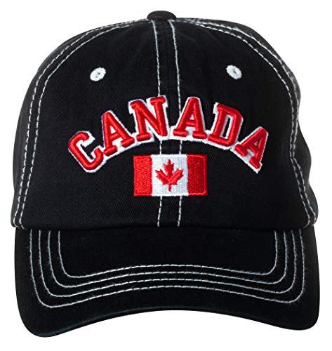 Kanada Maple Leaf National Canadian Pride Hut – 100% Acryl bestickt Kappe, Schwarz/weiße Naht, Einheitsgröße von Artisan Owl