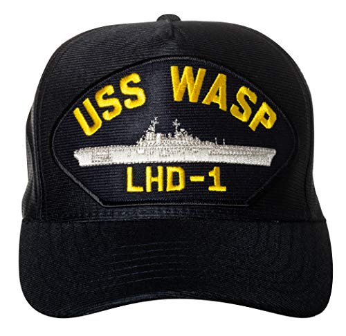 USS Wasp LHD-1 Flugzeugträger Schiff Emblem Patch Hut Navy Blue Baseball Cap von Artisan Owl
