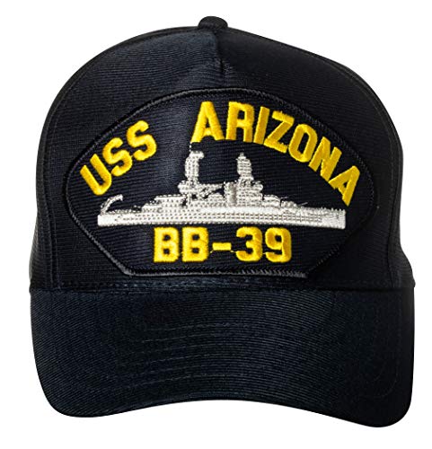 United States Navy USS Arizona BB-39 Battleship Emblem Patch Hat Navy Blue Baseball Cap von Artisan Owl