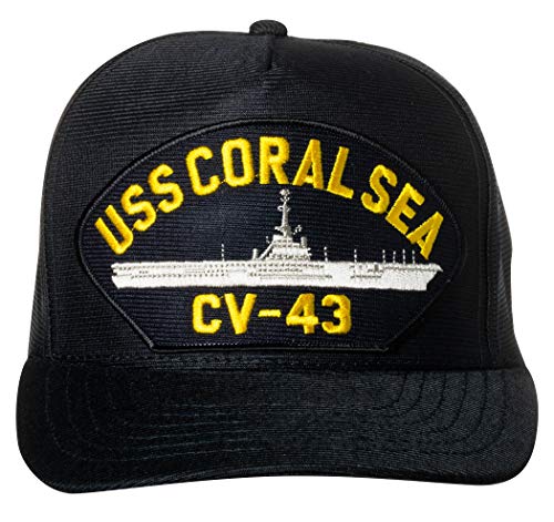 United States Navy USS Coral Sea CV-43 Flugzeugträger Schiff Emblem Patch Hut Navy Blue Baseball Cap von Artisan Owl