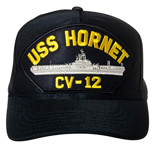 Artisan Owl United States Navy USS Hornet CV-12 Aircraft Carrier Ship Emblem Patch Hat - Adjustable Baseball Cap (Navy Blue), Marineblau, Einheitsgröße von Artisan Owl