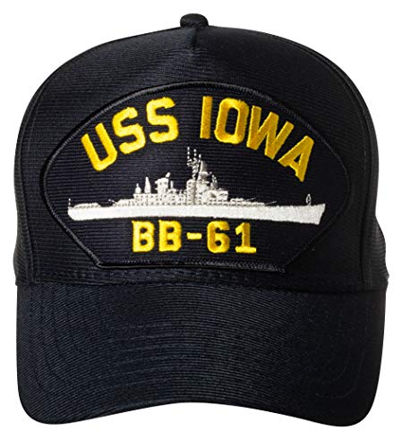 United States Navy USS Iowa BB-61 Battleship Emblem Patch Hat Navy Blue Baseball Cap von Artisan Owl