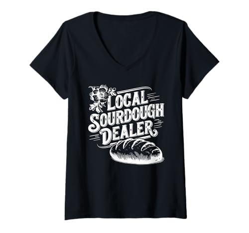 Damen Local Sourdough Dealer Vintage Humor Für Brotliebhaber T-Shirt mit V-Ausschnitt Damen Local Sourdough Dealer Vintage Humor Für Brotliebhaber T-Shirt mit V-Ausschnitt von Artisan Sauerteig Brot Lokaler Backspaß