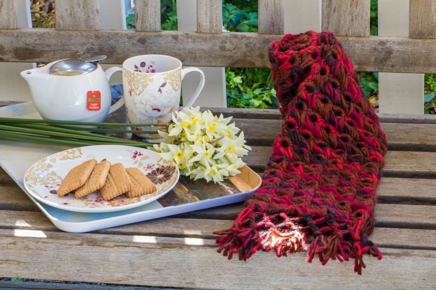 Rot/Brownombre Schal Mit Einem Besenstiel Spitzendesign von ArtisanBlueAU