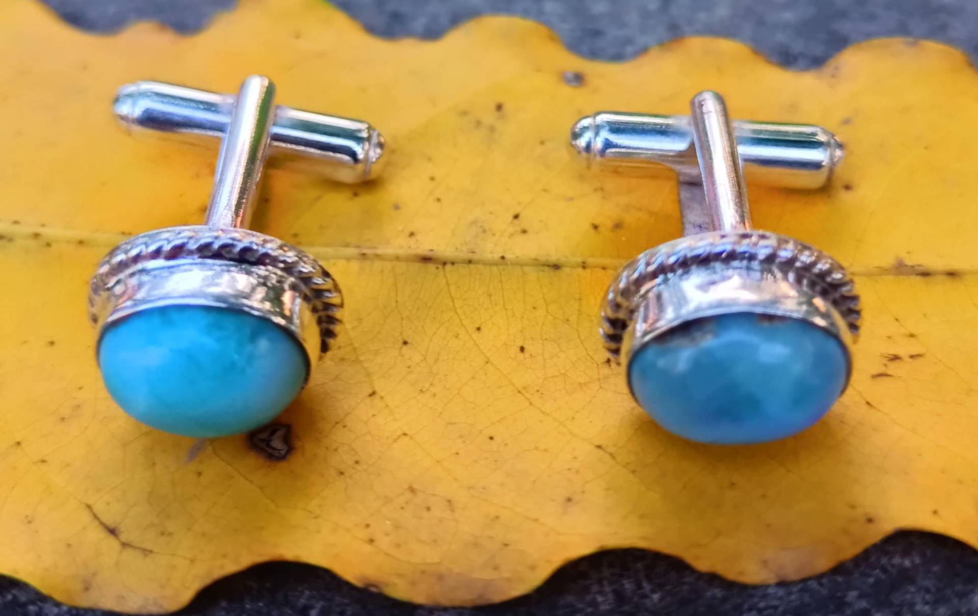 25 Sterling Silber Und Natürliche Edelstein Larimar Manschettenknöpfe Für Männer, Schmuck, Handgemacht, Handgefertigt Kostenloser Schiff von ArtisanCraftedJewelz