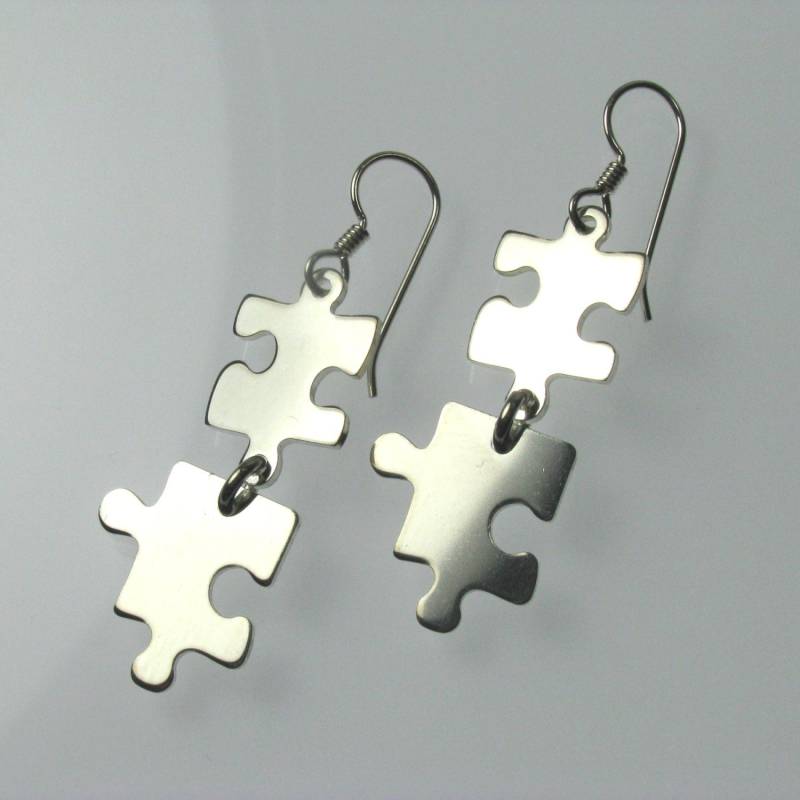Ohrringe Sterling Silber Doppel Puzzle Stück Für Autismus Ohrringe Sterling Silber Doppel Puzzle Stück Für Autismus von ArtisanForAutism