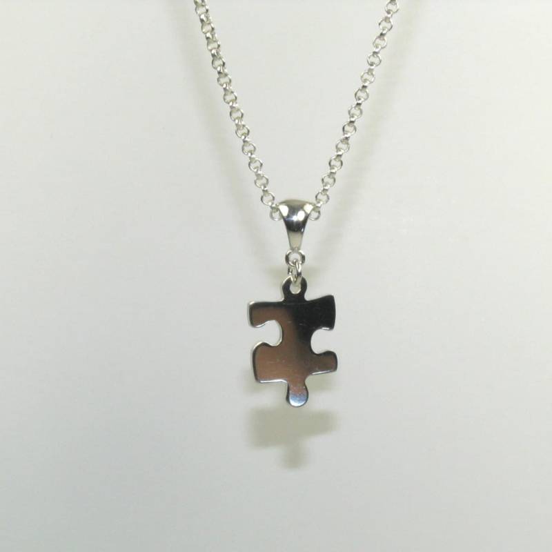 Sterling Silber Puzzle Stück Anhänger Mit Cast "V" Bail Und Rolo Kette Für Autismus Sterling Silber Puzzle Stück Anhänger Mit Cast "V" Bail Und Rolo Kette Für Autismus von ArtisanForAutism